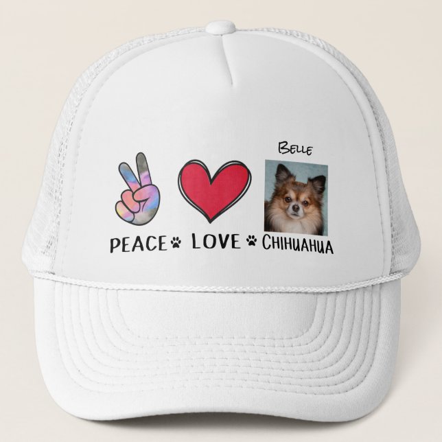 Hundälskarna Chihuahua Hat Peace Kärlek Keps (Framsida)