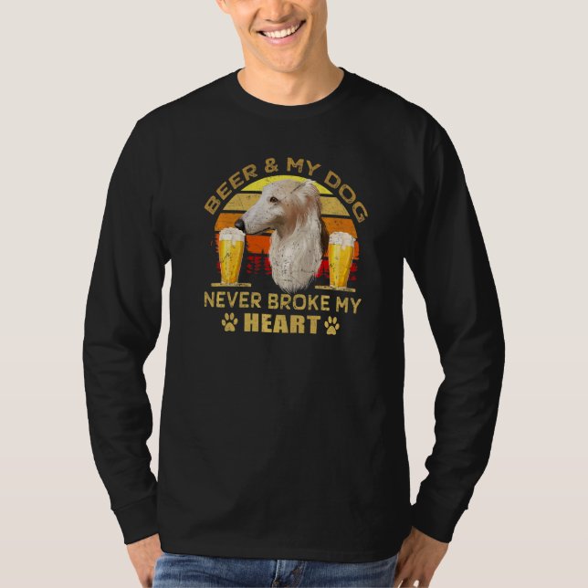 Hundar 365 Öl och Borzoi Hund Fattigare aldrig mit T Shirt (Framsida)