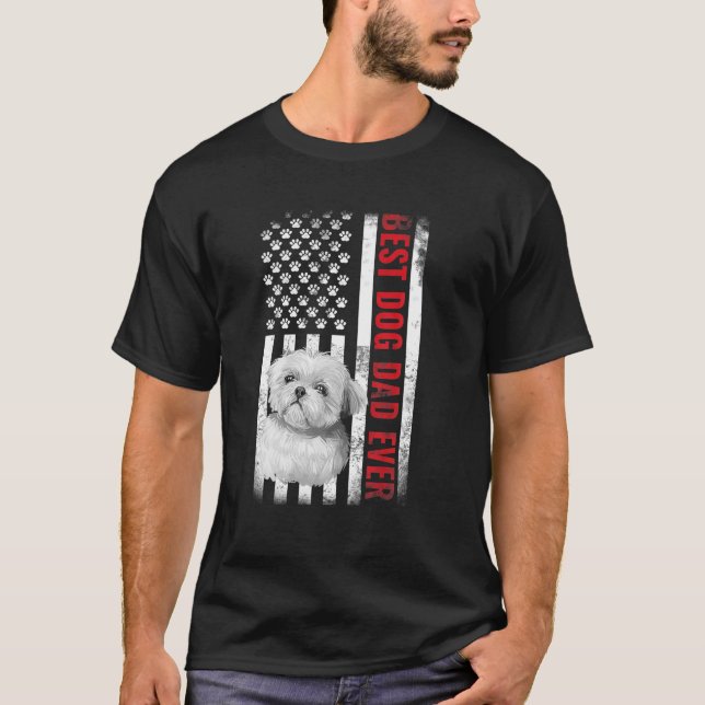 Hundar 365 Shih Tzu Best Hund Pappa Alltid Amerika T Shirt (Framsida)