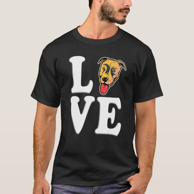 Hundar älskar Pitbull för män och kvinnor T Shirt (Framsida)