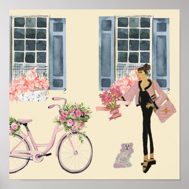 Hundar av  i Parisbilskonst Designer Bag Purse Hun Poster (Framsidan)