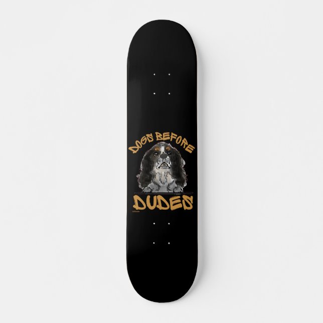 HUNDAR BEFORE DUDES Cavalier Kung Charles Spain Mini Skateboard Bräda 18,5 Cm (Framsida)