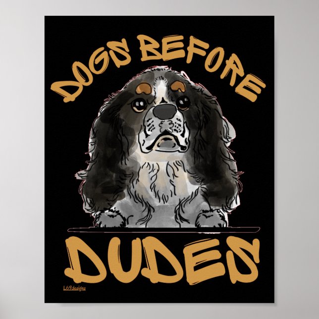 HUNDAR BEFORE DUDES Cavalier Kung Charles Spain Poster (Framsidan)