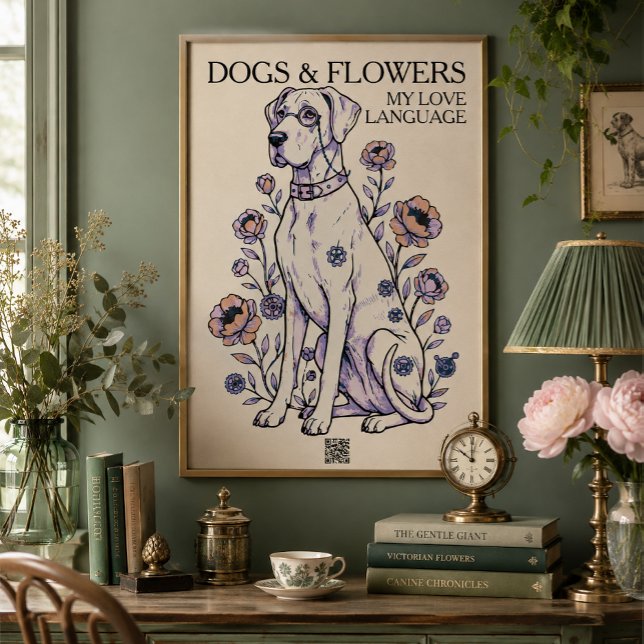 Hundar & Blommor Great Dane Konsttryck Poster (Skapare uppladdad)
