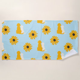 Hundar, blommor, hundbad strandhandduk