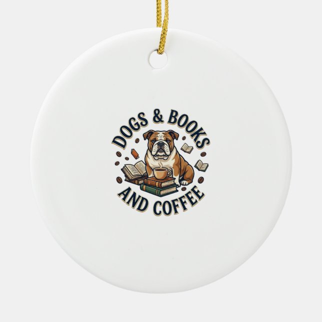 Hundar Böcker Kaffe Bulldog Stack Cup_1 Julgransprydnad Keramik (Framsidan)