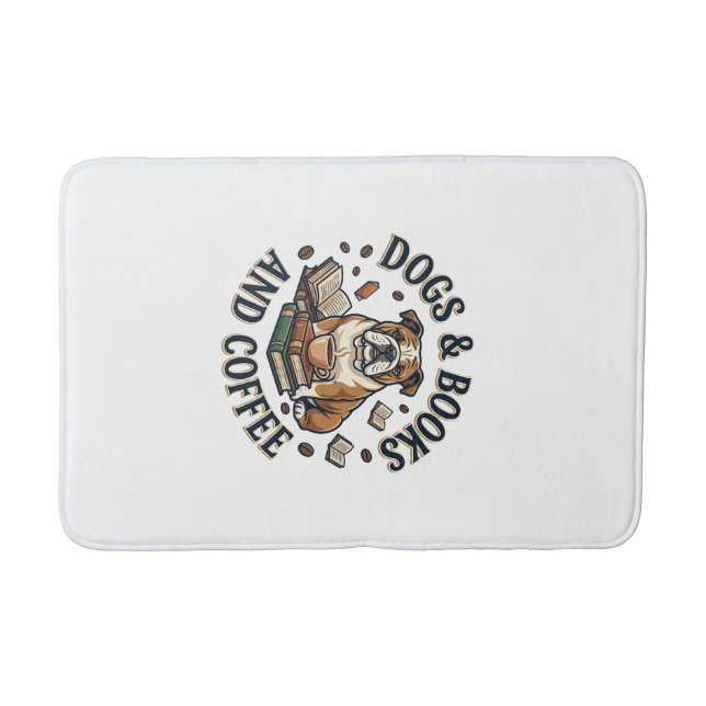 Hundar Böcker Kaffe Bulldog Stack Kopp_1 Badrumsmatta (Framsidan)