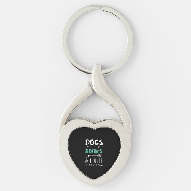 Hundar Bokar Kaffe, Helg, djurfoder Twisted Heart Silverfärgad Nyckelring (Framsidan)
