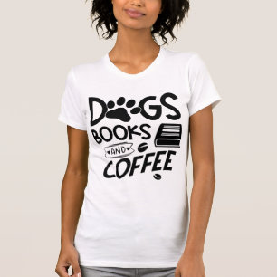 Hundar Bokar Kaffettypografi för utläggsmask T Shirt