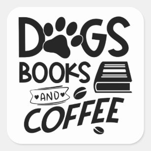Hundar Bokar-kaffetypografi - uppköpsoffert Fyrkantigt Klistermärke