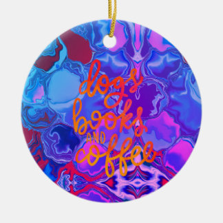 Hundar bokar och abstrakten för kaffe julgransprydnad keramik