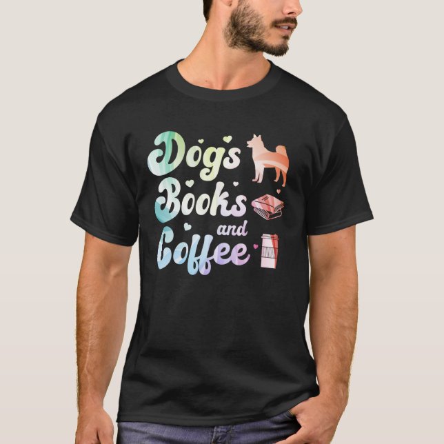 Hundar Bokar och kaffe 2 T Shirt (Framsida)