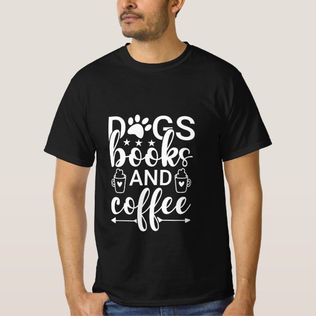 hundar, bokar och kaffe t shirt (Framsida)
