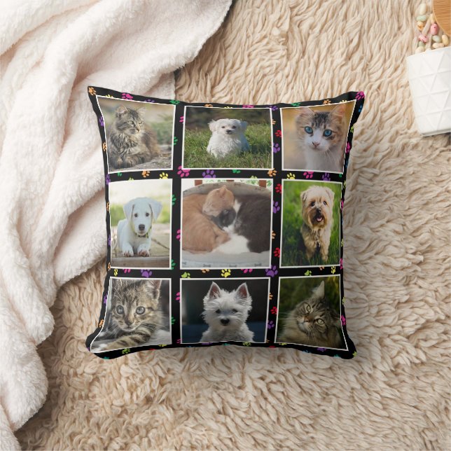 Hundar Cats Colorful Tass avtryck Pet Photo Collag Kudde (Filt)