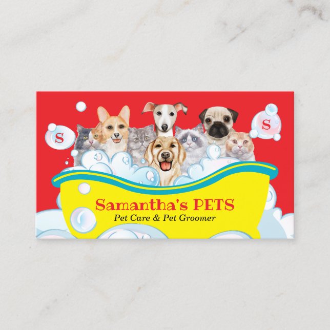 Hundar Cats Spa Sitter Groom PetCare Bath orange Visitkort (Framsida)