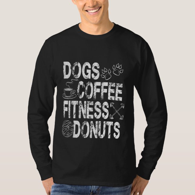 Hundar Coffee Fitness Donuts Hund Pappa Hund Mamma T Shirt (Framsida)