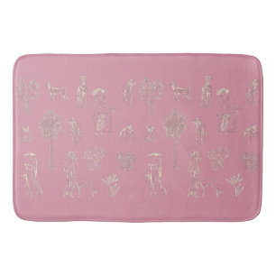 Hundar Dam Toile de Jouy Rosa Färg Badrumsmatta