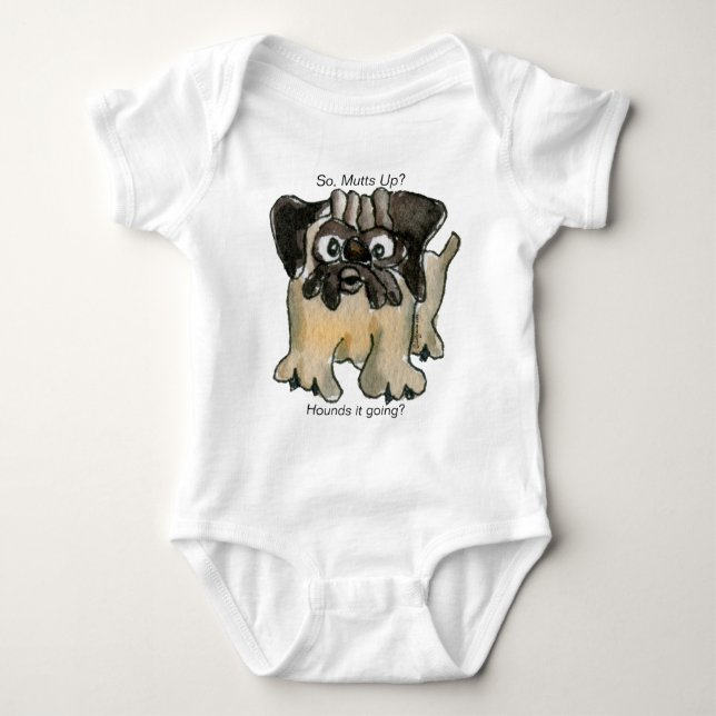 Hundar det? Tecknad Pug Hund Baby Tee Shirt (Framsida)
