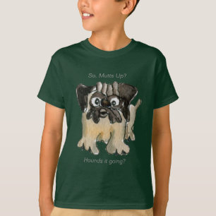 Hundar det? Tecknad Pug Hund Mörk Kids T shirt