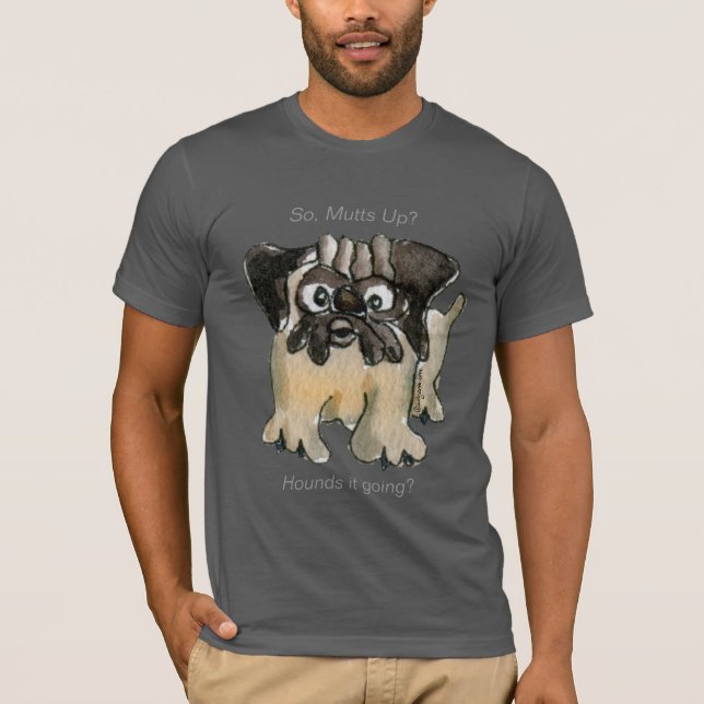 Hundar det? Tecknad Pug Hund Mörk T shirt (Framsida)