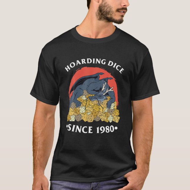 Hundar Dice sedan 1980 | Dragon D20 Fantasy Tabl T Shirt (Framsida)