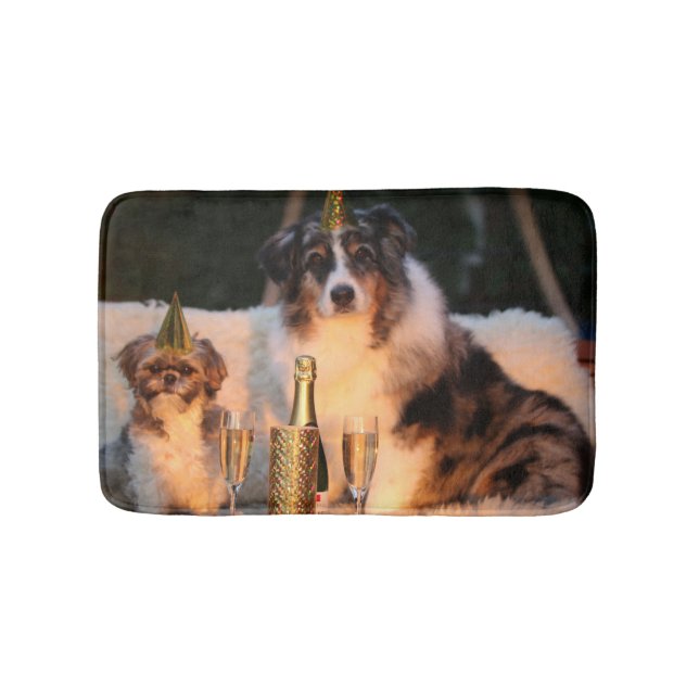 Hundar firar nyår badrumsmatta (Framsidan)