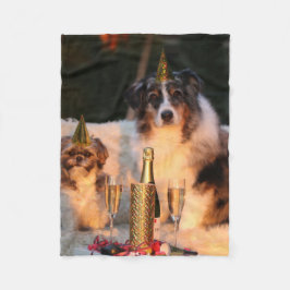 Hundar firar nyår fleecefilt