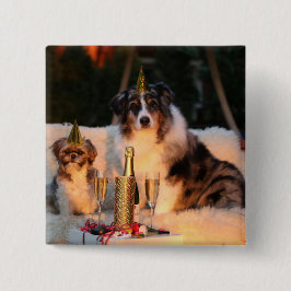 Hundar firar nyår knapp