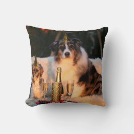 Hundar firar nyår kudde