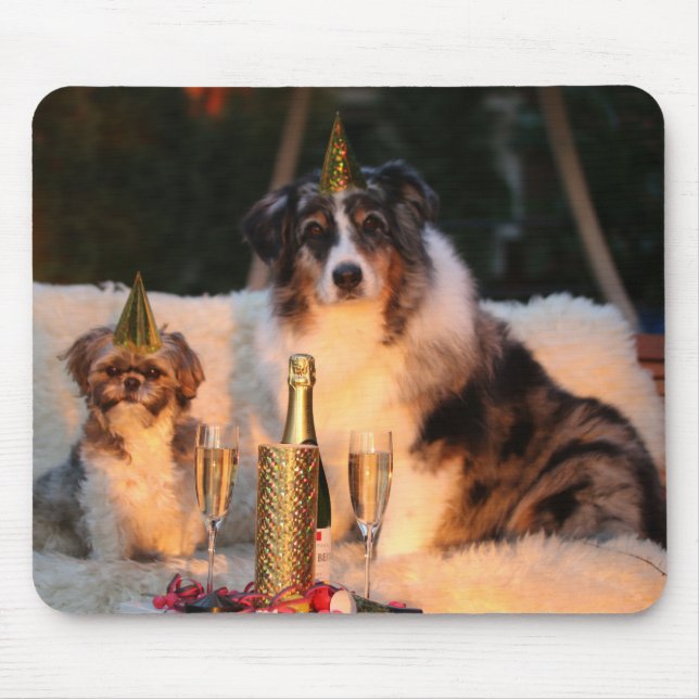Hundar firar nyår musmatta (Framsidan)
