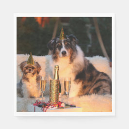 Hundar firar nyår pappersservett