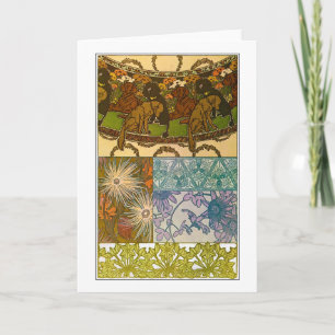 Hundar & Flowers of Art nouveau Stil, Mucha Kort