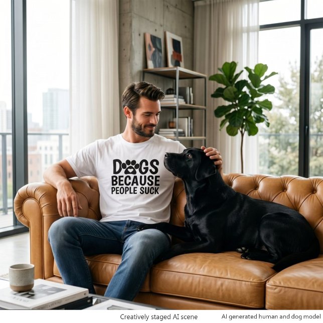 Hundar För att Människor suger T Shirt (Dogs Because People Suck T-Shirt by Ricaso. For those who prefer their pet over humans. Fun dog tee)