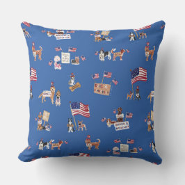 HUNDAR FÖR DEMOKRATI Patriotisk Blå Kudde