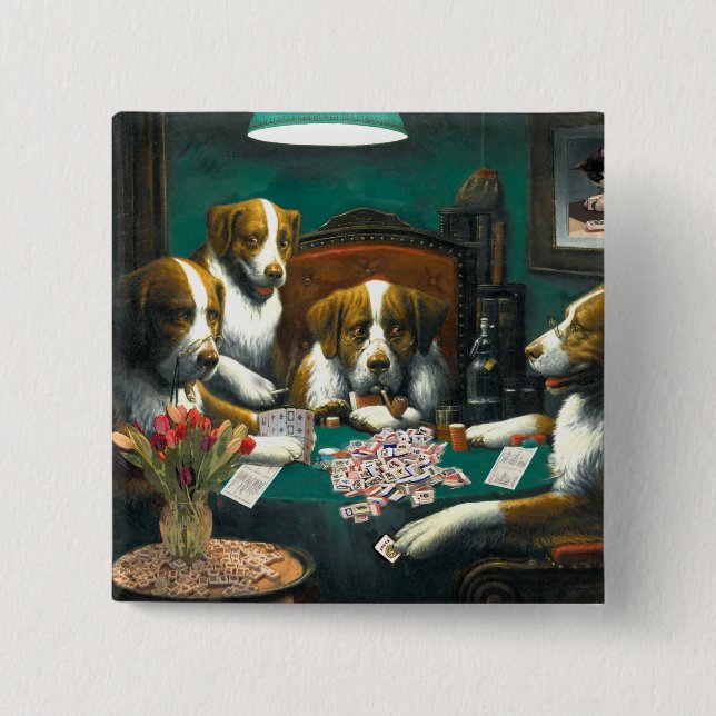 Hundar för Mah Jongg klämmer fast Knapp (Framsida)