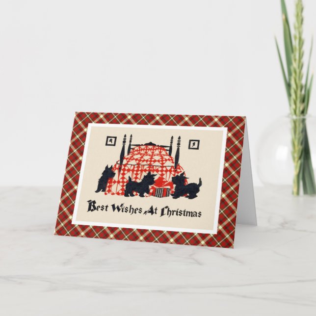 Hundar för vintagejulTerrier Helgkort (Framsida)