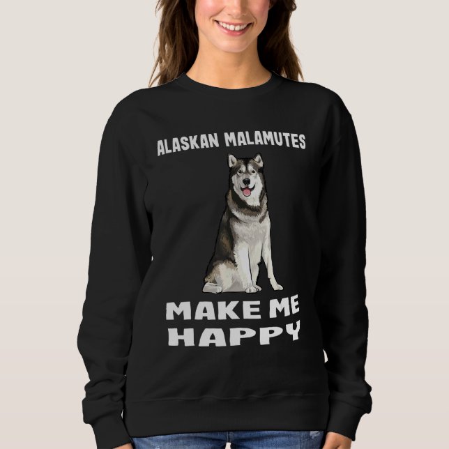 Hundar Ge Me Lycklig Alaska Malamute T Shirt (Framsida)