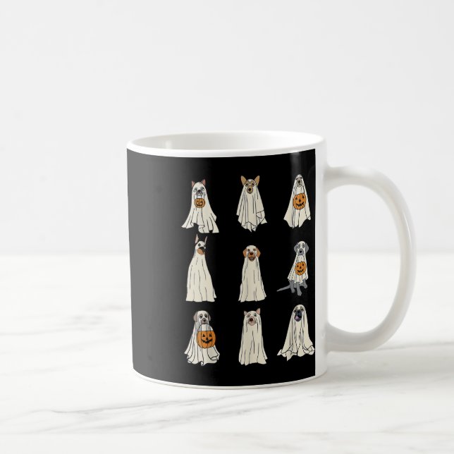 Hundar Ghost Cute Hundar nedtryckt som Ghost Funny Kaffemugg (Höger)