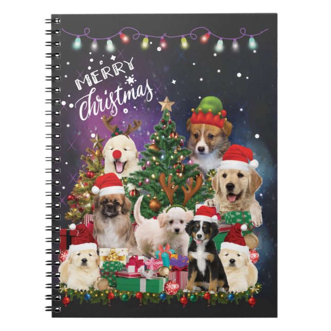 hundar God jul Light Anteckningsbok (Framsidan)