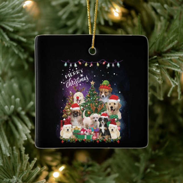 hundar God jul Light Julgransprydnad Keramik (Träd)