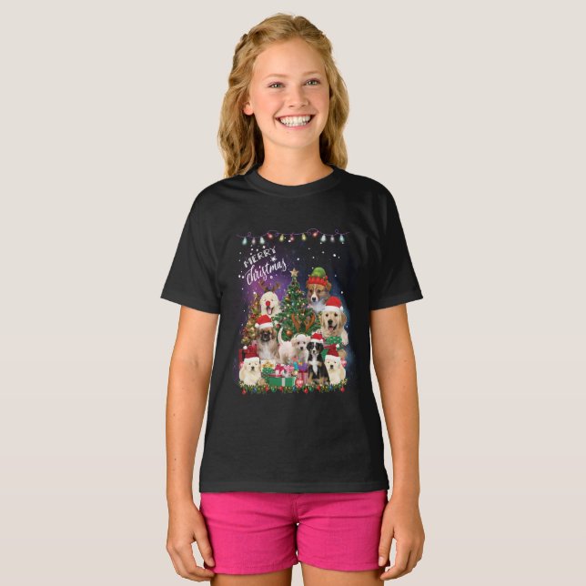 hundar God jul Light T Shirt (Hel framsida)