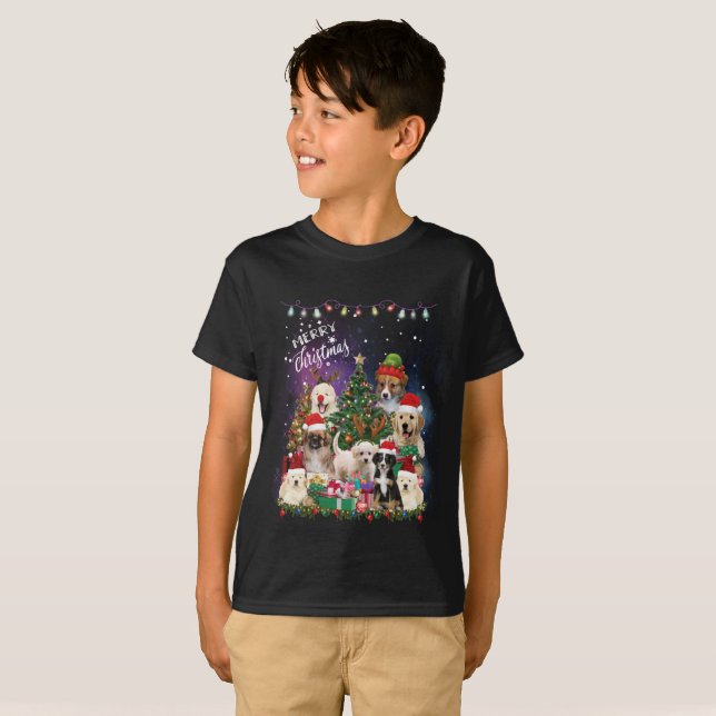 hundar God jul Light T Shirt (Hel framsida)