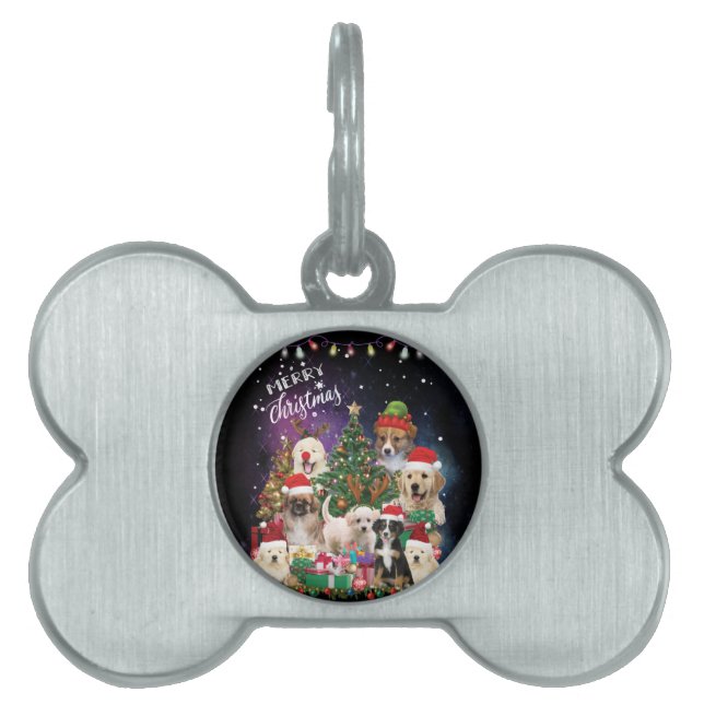 hundar God jul Ljus ID-bricka Husdjur (Framsidan)