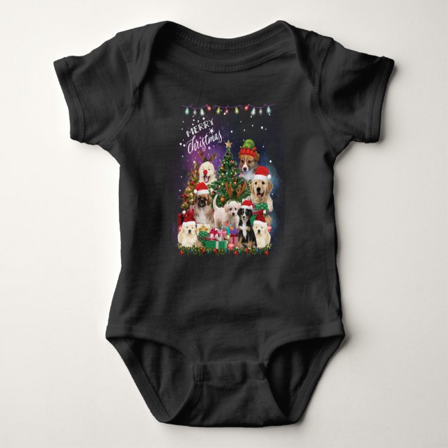 hundar God jul Ljus T Shirt (Framsida)