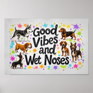 Hundar, God stämning och blöta näsor Lekfulla klot Poster