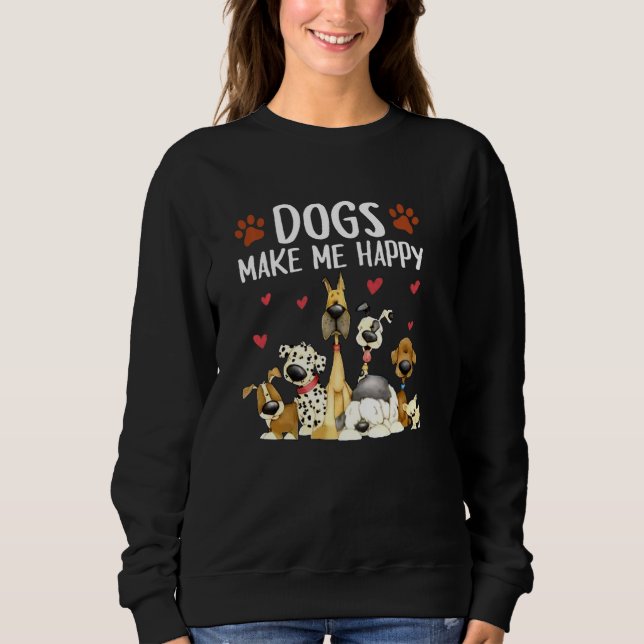 Hundar gör mig till Lycklig - för doglovers - Cute T Shirt (Framsida)