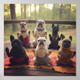 Hundar gör yoga digitala utskrifter poster
