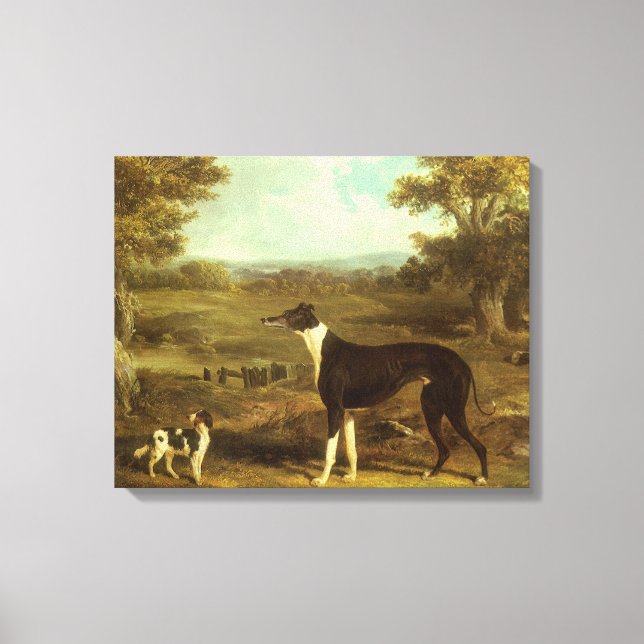 Hundar, Greyhound och Spaniel, Doktor Fop efter si Canvastryck (Framsida)