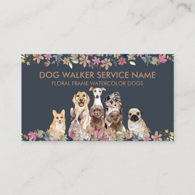 Hundar Greyhound Pudel Aussie Pug Corgi Yorkie Visitkort (Framsida)
