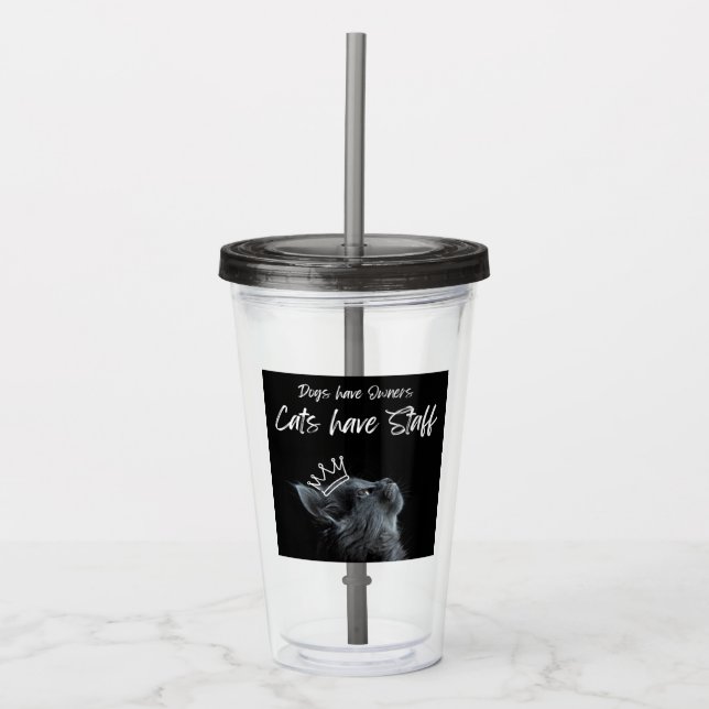 Hundar har ägare, katter har personal take away mugg (Framsida)
